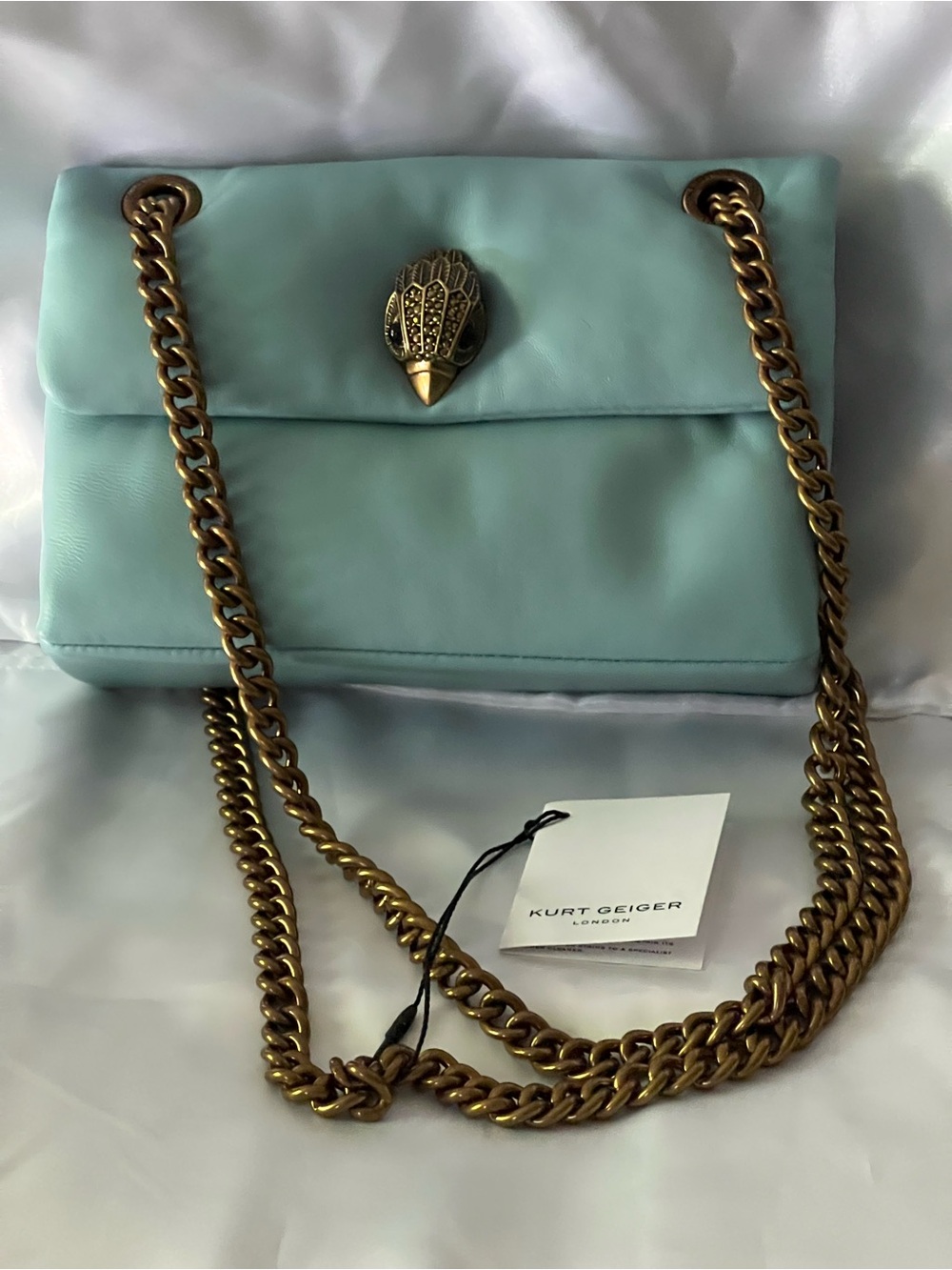 Kurt Geiger Blue Turquoise “The Kew” Chain Shoulder Bag. NWT